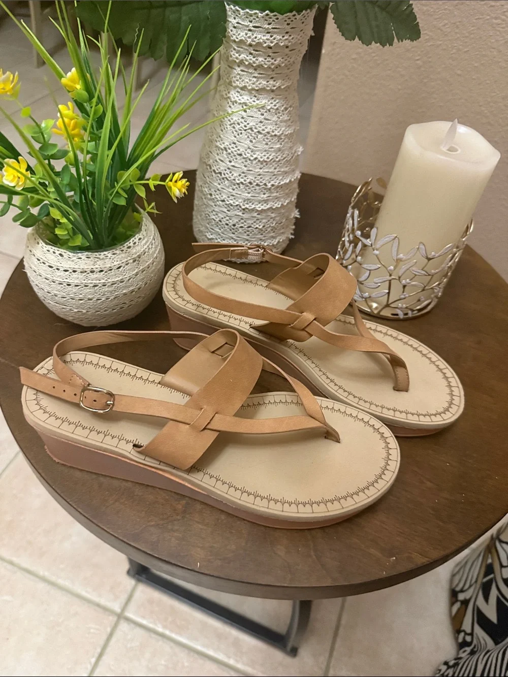 BAMBOO Women's Tan Strappy Slingback Sandals Size 8